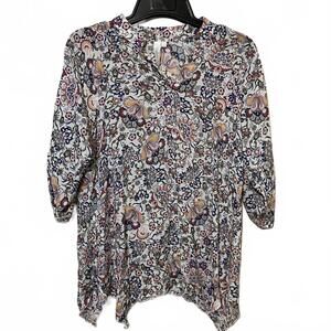 Grand & Greene White Floral Romantic Cottagecore Long Sleeve Women Blouse Medium